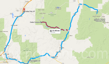 Map to Cedar City